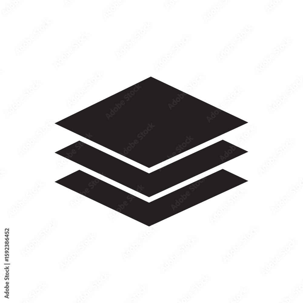 Poster layers vector icon set in black color.