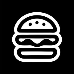 Minimalist Burger Icon in Bold Black and White Design
