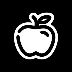 Bold Minimalist Apple Icon with Leaf in Black and White
