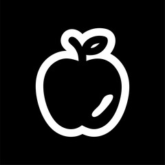 Minimalist Apple Fruit Icon in Black and White
