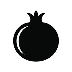 Simple black silhouette of a pomegranate fruit