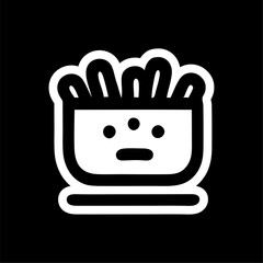 Cute Minimalist French Fries Icon with Funny Face
