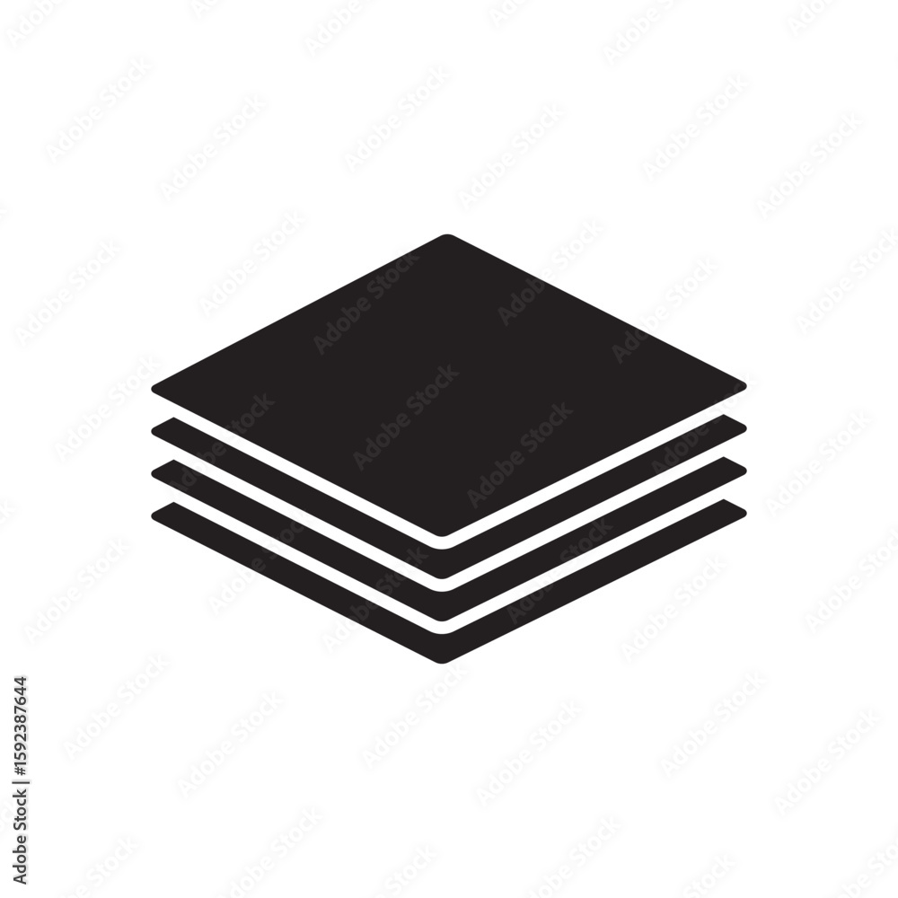Poster layers vector icon set in black color.
