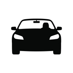 Obraz premium Silhouette of a car with a driver seen from the front