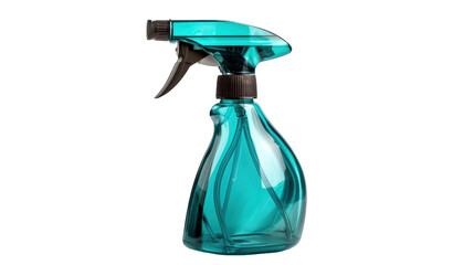 A teal spray bottle isolated on white. featuring spray bottle, teal, turquoise. This image is ideal for use in various financial contexts.