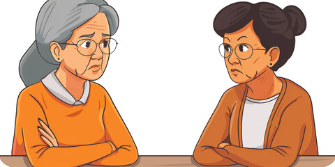 A two elderly women looking concerned. featuring elderly, women, senior. This image is ideal for use in various financial contexts.