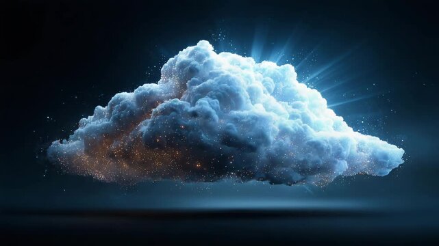 Futuristic Digital Cloud in Blue &mdash; Abstract Visualization of Cloud Computing and Data Network