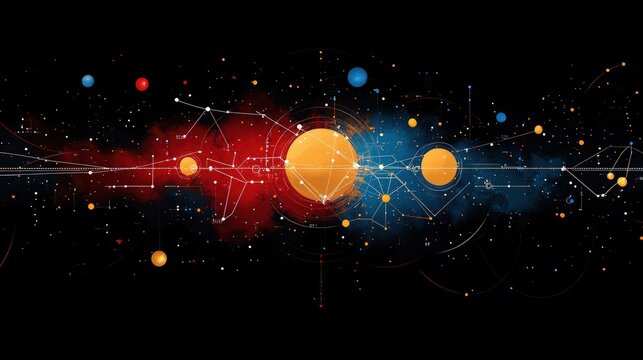 Abstract cosmic scene with interconnected planets