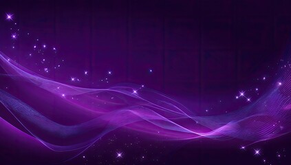 Abstract purple background with flowing lines and shimmering particles