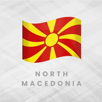 Vibrant Animated North Macedonia Flag Waving with Bold Red Field and Radiant Yellow Sunburst Representing Freedom, Identity, and Balkan National Pride