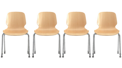 Obraz premium Four modern chrome and wood dining chairs, a stylish seating solution for your kitchen or dining area