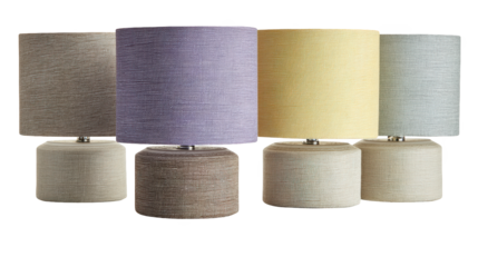 Illuminating style, a set of four designer lamps with diverse shades for modern interior enhancement