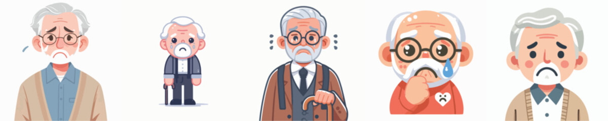 sad expression grandfather character vector