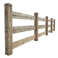 A small section of a rustic wooden fence with weathered planks isolated on a transparent background png
