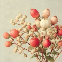 Elegant Arrangement of Soft Pastel Flowers with Unique Shapes and Delicate Textures
