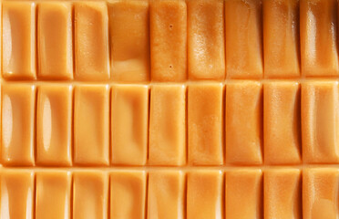 toffee texture. Caramel candies. Sweet food