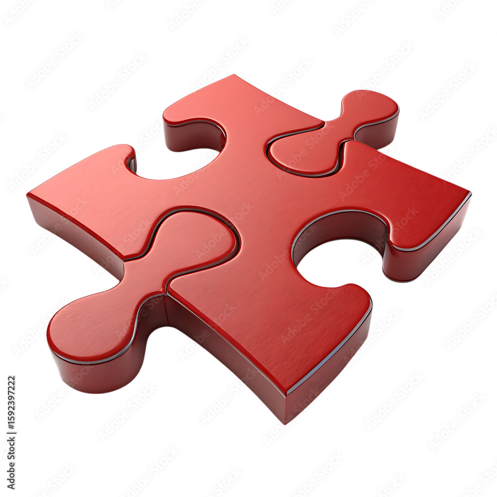 Aufkleber a single red puzzle piece with glossy finish isolated on a black background in a studio shot created
