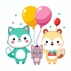 set of funny cartoon cats