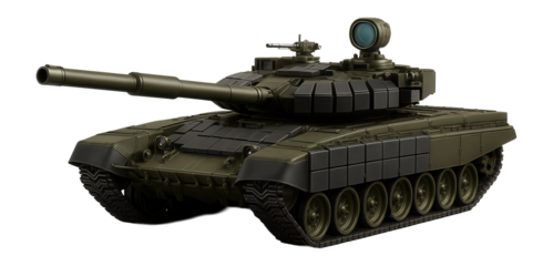 Main battle tank with reactive armor bricks and a commander's independent thermal viewer