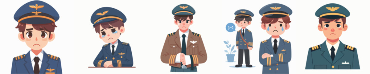 sad expression pilot character vector