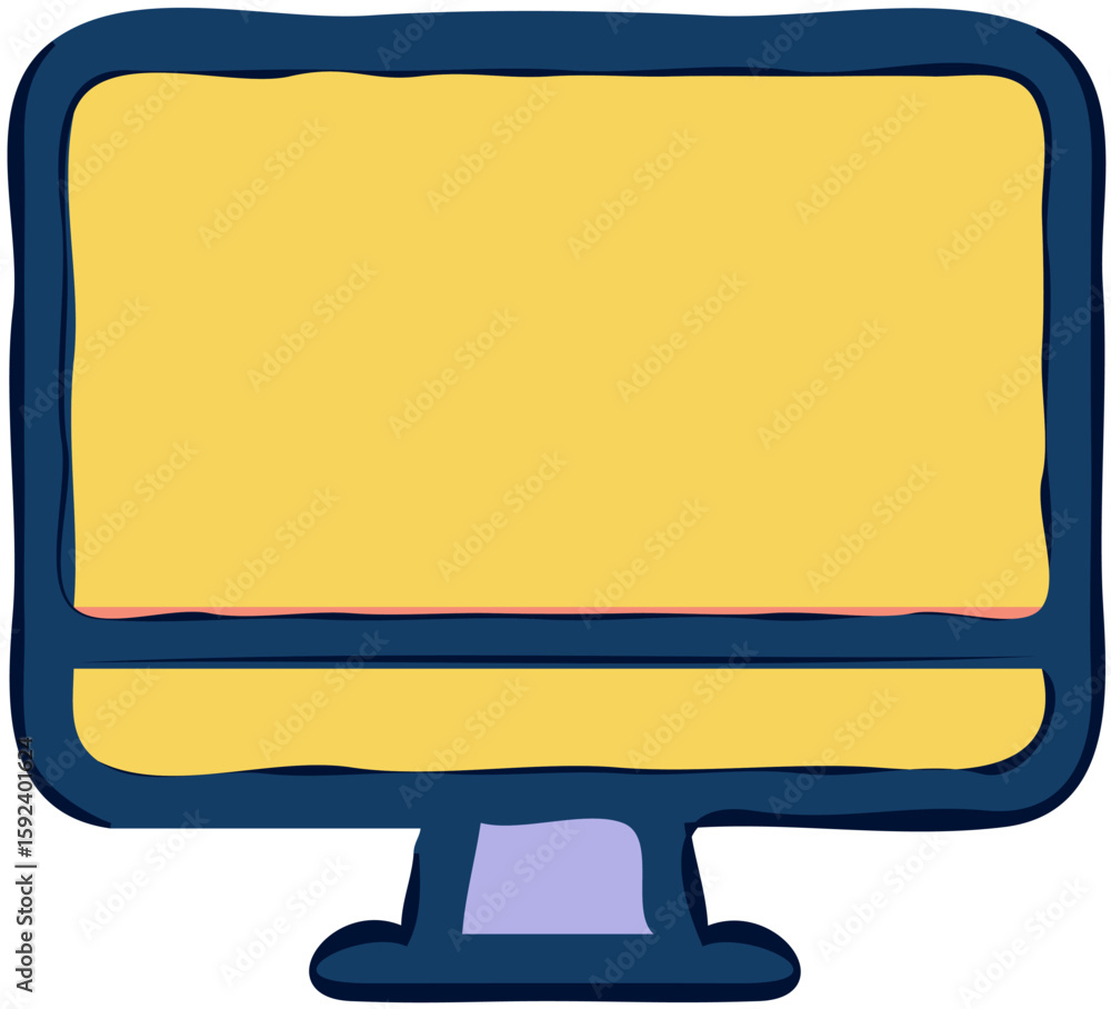 Poster simple illustration of a desktop computer screen with a blank yellow display.