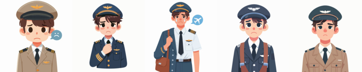 sad expression pilot character vector