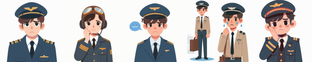 sad expression pilot character vector