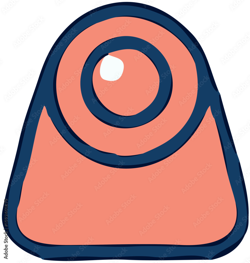 Fototapete abstract illustration of a stylized, rounded shape with a circular element on top, rendered in peach