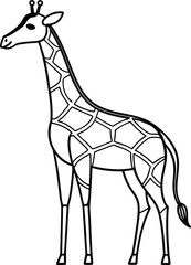 a giraffe one line art with transparent background