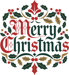 Fototapeta premium Elegant merry christmas typography and lettering design with festive colors