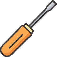 screwdriver vector icon on white or transparent background. plumbing tools. Editable and Printable sticker.