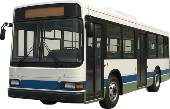 3D city bus icon isolated on transparent background. PNG