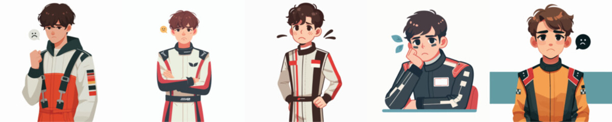 sad expression racer character vector