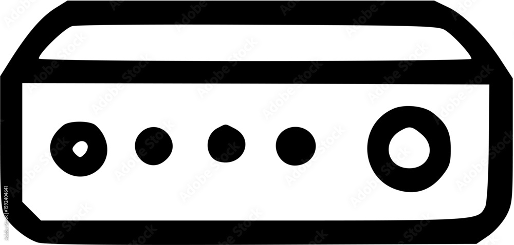 Aufkleber simple black and white illustration of a rectangular electronic device with several circular indicat