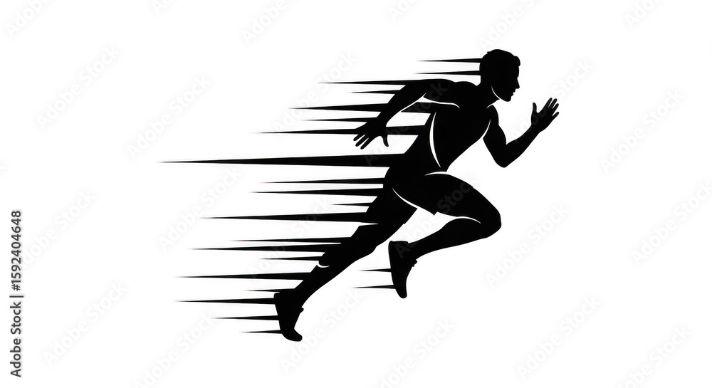 Poster dynamic runner silhouette png with glitch effect abstract motion blur and speed trails