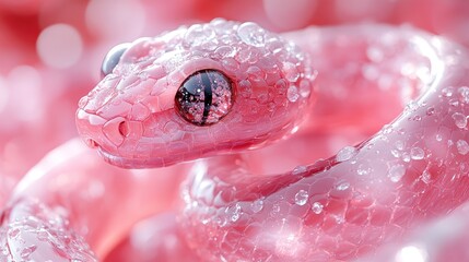 Pink snake with water droplets (1)