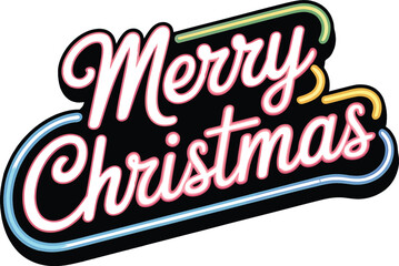 Elegant merry christmas typography and lettering design with festive colors