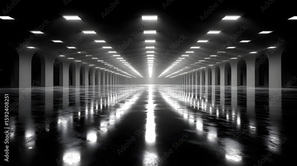 Aufkleber black room with white lights shining through the ceiling. the lights are arranged in a way that crea