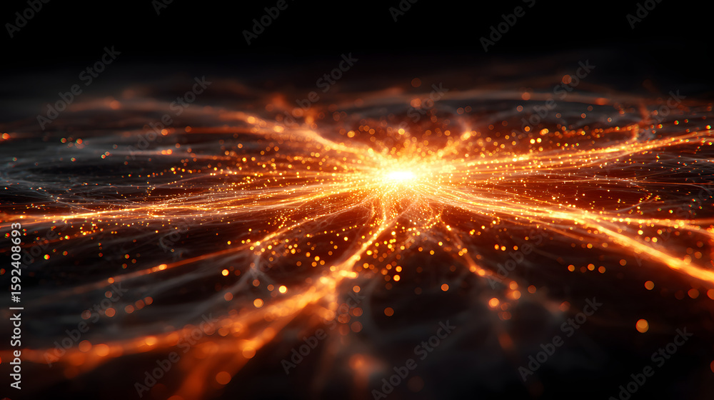 Aufkleber a bright orange and black image of a starburst with a black background. the image is full of bright 