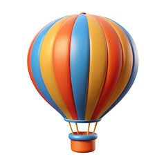 Naklejka premium Colorful hot air balloon with basket isolated on transparent background
