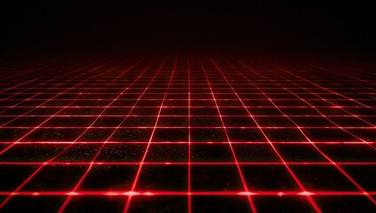 Red grid pattern on a black background.  Perspective view