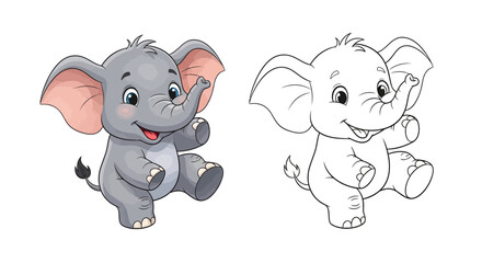 Naklejka premium Friendly Donkey Character with Shaded Fur: Side-by-Side Illustration