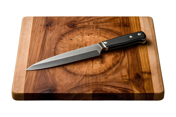 knife on cutting board isolated on white, transparent	