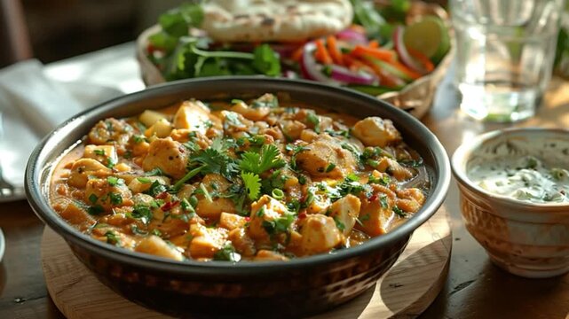 Beautifully arranged Karahi Chicken served in a traditional dish