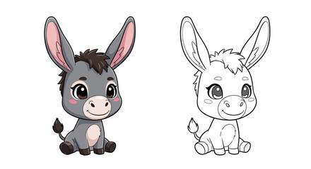Joyful Cartoon Bunny Hopping with Fluffy Tail and Big Eyes: Dual Art