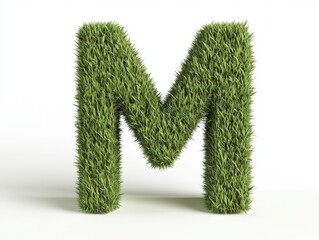 Green grassy letter M covered in natural grass texture
