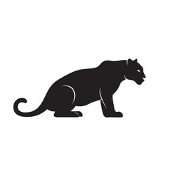 Black Panther Silhouette Crouching and Staring, a Vector Style Illustration