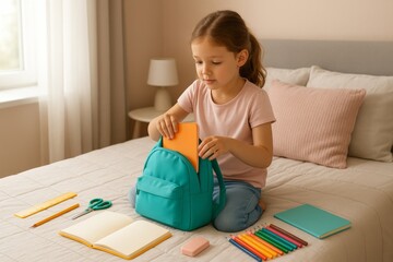 back-to-school scenes featuring children, school supplies, colorful stationery, chalkboards, and study environments.   ideal for educational, academic, and promotional content.