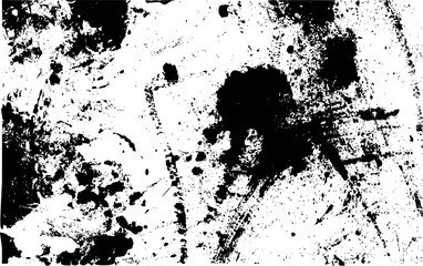 Black ink splatters and grunge texture on white background vector