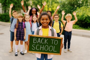 back-to-school scenes featuring children, school supplies, colorful stationery, chalkboards, and study environments.   ideal for educational, academic, and promotional content.